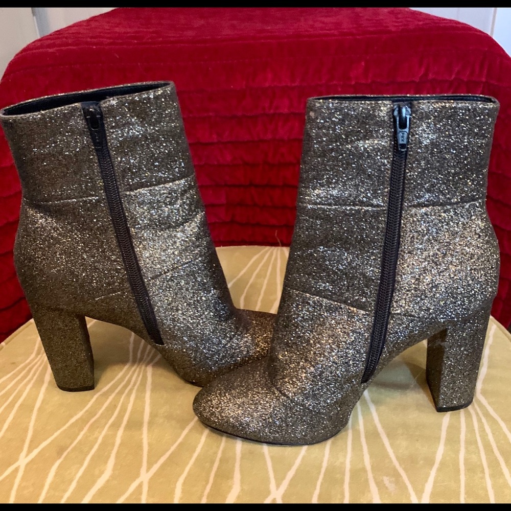 BCBGeneration Gold Glitter Coral Booties